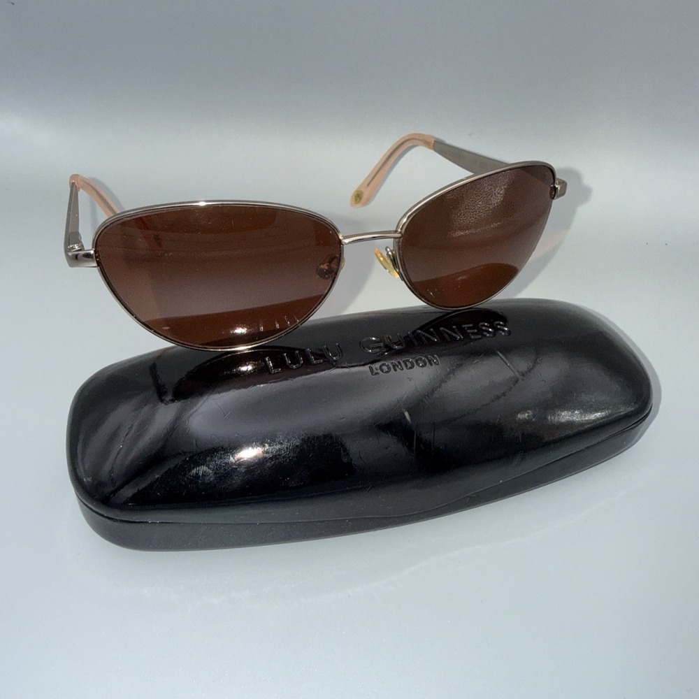 Lulu Guinness Authentic Sunglasses L1115 Vintage Metal Cateye Frames & Lulu Case